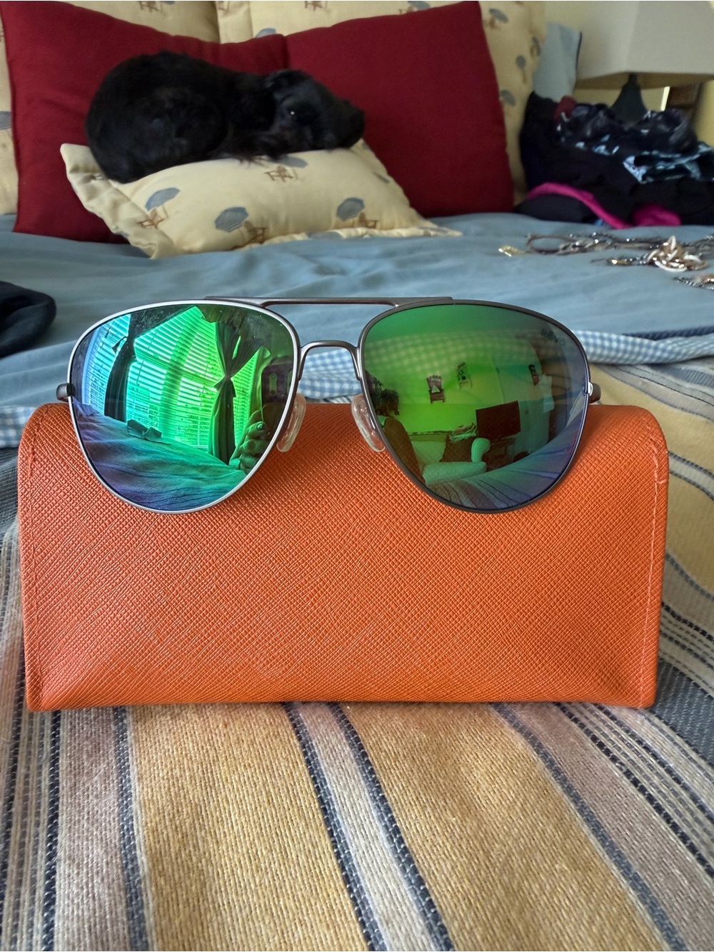 Revo sunglasses with Green Mirrored lenses.